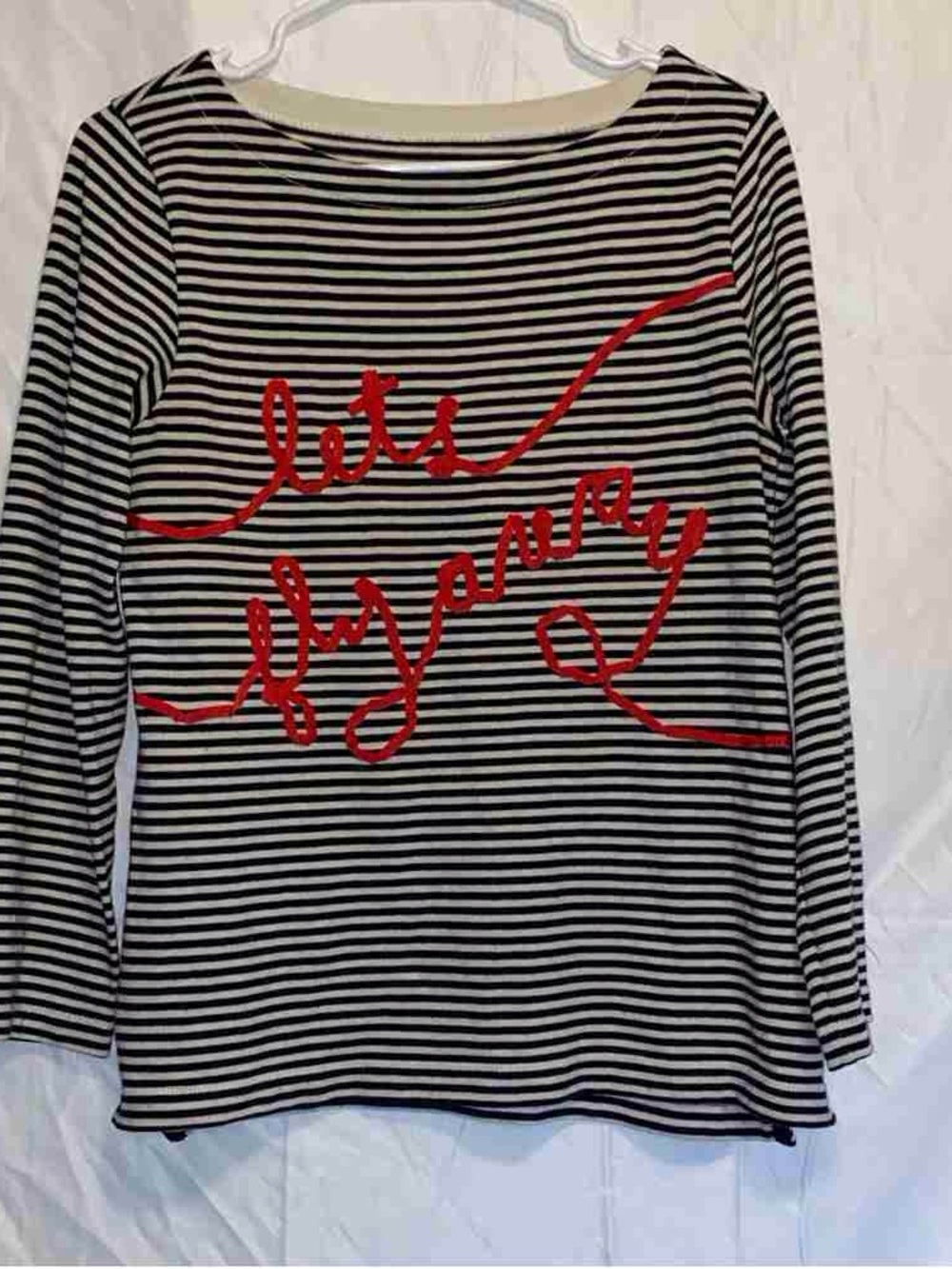 Striped Long Sleeve Tee with Red Script